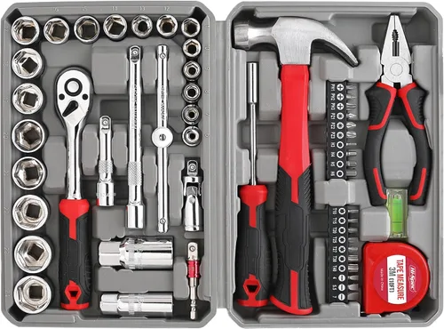 Vista 11 de Hi-Spec Juego completo de herramientas para el hogar de 49 piezas en una caja de herramientas portátil. Herramientas esenciales de reparación