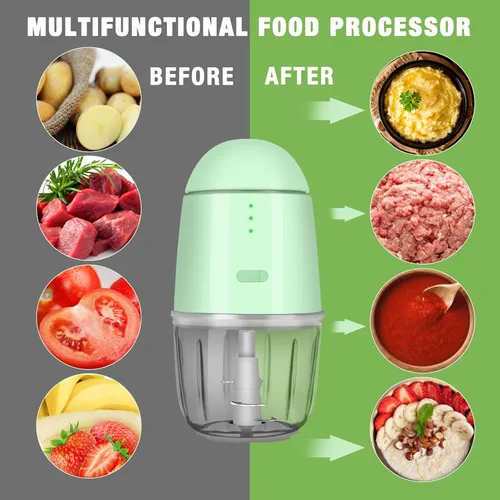 Vista 2 de Mini procesador de alimentos – Procesador de alimentos inalámbrico y picador de alimentos pequeño portátil para carne, verduras, ensalada de frutas