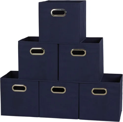 Vista 17 de Household Essentials Cubos de Almacenamiento de Tela Plegables Paquete de 6 – 11x11x11 Contenedores No Tejidos Apilables con Lados de Cartón