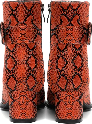 Vista 4 de SKYSTERRY Botas altas de tacón bajo grueso para mujer con cremallera y puntera redonda, de 2 pulgadas