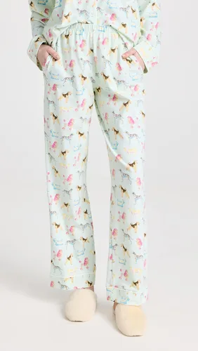 Vista 5 de BedHead Pajamas Conjunto de pijama largo para mujer, espectáculo de perro, azul, estampado, talla M, Exposición canina