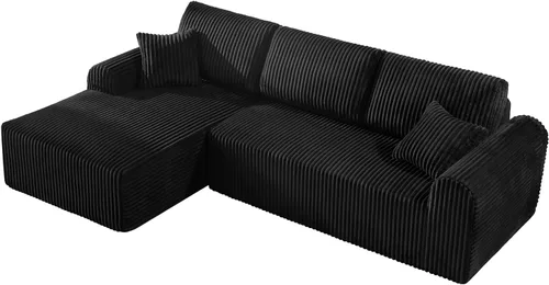Vista 8 de Sofá modular Cloud de 104 pulgadas con diván en forma de L, sofás tapizados modernos con asiento profundo, sofá comprimido de esponja de pana