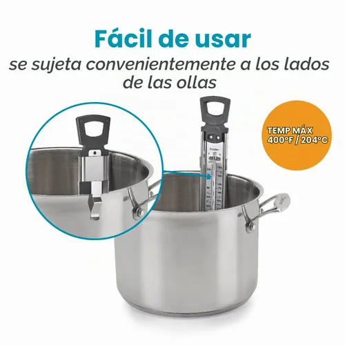 Vista 3 de Termómetro de acero inoxidable Polder THM-515, para dulces, gelatina o aceite para freír, Plateado