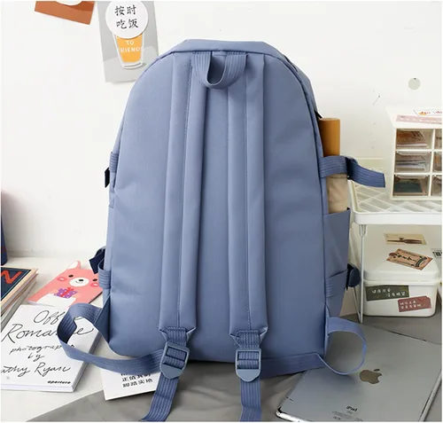 Vista 3 de Juego de 5 bolsas escolares Kawaii con bolsa de almuerzo con colgante, estuche para lÃ¡pices, bolso de mano, monedero para niÃ±as adolescentes