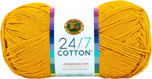 Vista 54 de Lion Brand Yarn - Hilo ligero 24/7 de algodón para tejer, hacer ganchillo y manualidades, Ámbar, paquete de 1 Light Worsted 100% Mercerized Cotton