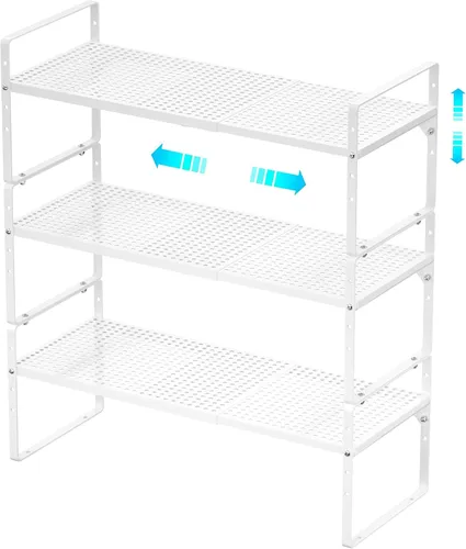 Vista 9 de Redrubbit Estante grande de almacenamiento expandible para gabinete, altura ajustable, de metal, organizador de cocina, estantes para cocina