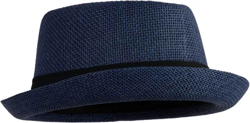 Vista 4 de Fedora de pastel de cerdo sólido de gran tamaño Azul marino