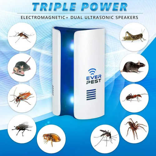 Vista 2 de Repelente ultrasónico de plagas enchufable, 1 paquete, defensor de control de insectos electrónico y electromagnético - Roach Bed Bug Ratón Roedor