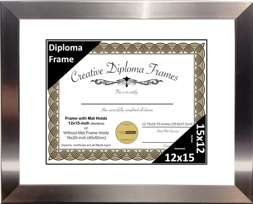 Vista 51 de Creative Picture Frames Carnegie - Marco de diploma de acero inoxidable con acabado de acero inoxidable de 6 x 8 pulgadas con caballete de vidrio