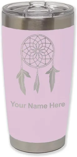 Vista 25 de LaserGram Vaso aislado al vacío de 20 onzas, atrapasueños, grabado personalizado incluido (negro) Engraved Gift, Vacuum Insulated Stainless Steel