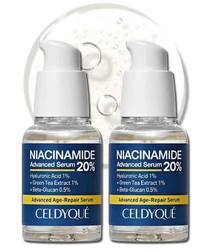 Vista 9 de Niacinamida 20% + ácido hialurónico 1% suero para la cara con extracto de té verde – Minimizador de poros, tono de piel uniforme, línea fina