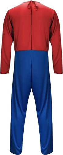 Vista 5 de Tappkice Disfraz de fontanero de Odyssey para adultos, disfraz de fontanero rojo y verde, sombrero de bigote, trabajo, Halloween, cosplay, uniforme