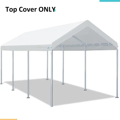 Vista 2 de Cubierta de Repuesto Mejorada para Toldo de Cochera para Carpa de Auto de 10' x 20' Cubierta Superior de Refugio de Garaje Lona con Cuerdas