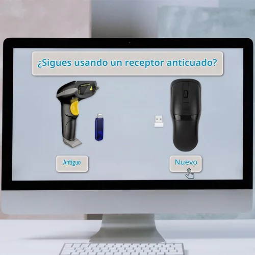 Vista 2 de Nuevo Escáner de Código de Barras Inalámbrico con Ratón, Diseño 2-en-1 Escáner de Código de Barras Portátil 2D con Funciones de Ratón Inalámbrico M3