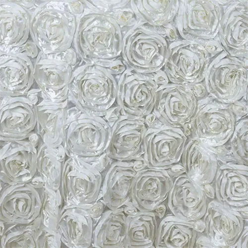 Vista 2 de Mantel de satén 3D con rosetas elevadas para fiestas, camino de mesa para bodas, fiestas, comedor, mantelería, manteles redondos de 47 pulgadas