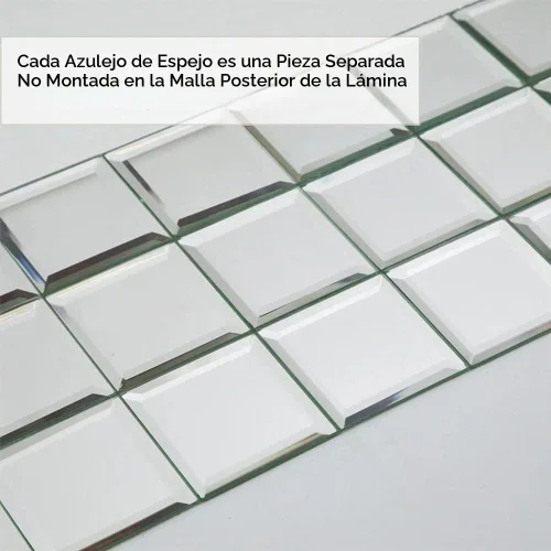 Vista 5 de 80 azulejos de espejo biselado, azulejos de cristal cuadrados plateados de 3 pulgadas para cocina, salpicadero de baño, pared de ducha, 5 pies