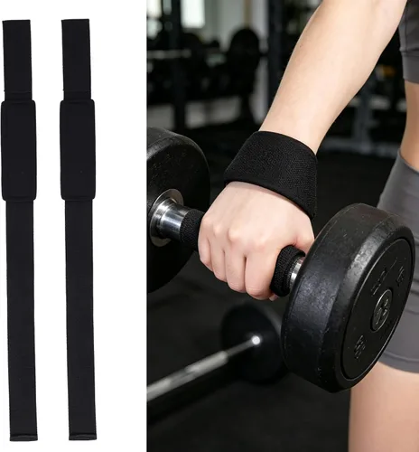 Vista 8 de Lifting Straps for Weightlifting, 23.5" Polyester Cotton Gym Grips with Sponge Padded Wrist Support, Heavy Duty Straps for Deadlifts Powerlifting