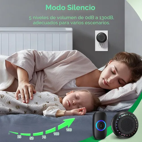 Vista 4 de Timbre inalámbrico para profesores Waterproof Door Bell Button 1000Ft Range 130dB Adjustable Volume 48 Chimes for Home Classroom Office Kids Room
