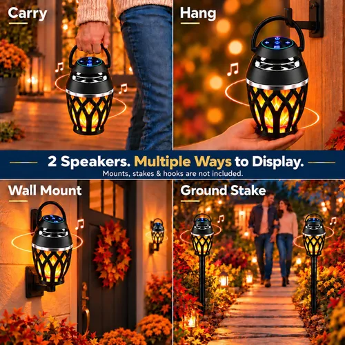 Vista 6 de Altavoces para exteriores Bluetooth con luz, IP5X impermeable