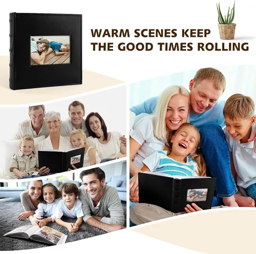 Vista 6 de Golden State Art, álbum de fotos de cuero sintético con capacidad para 200 fotos de 4 x 6 pulgadas con espacio para escribir notas, ideal para bodas