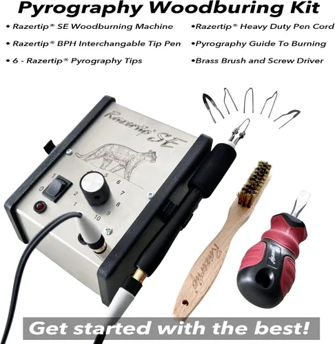 Vista 2 de SE Pyrography - Kit de combustión de madera – Pluma de pirógrafo, sistema de herramientas para quemar madera, juego de puntas, bolígrafos