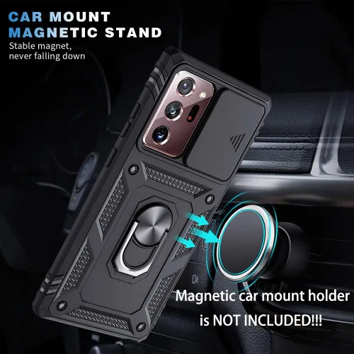 Vista 6 de Funda para Samsung Galaxy Note 20 Ultra 5G con ranura para tarjetero de cámara deslizante, grado militar, resistente, a prueba de golpes, funda
