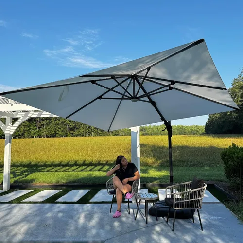 Vista 286 de PURPLE LEAF Paraguas al aire libre con base 8' x 8' protección solar verde Manzana Verde (Apple Green)