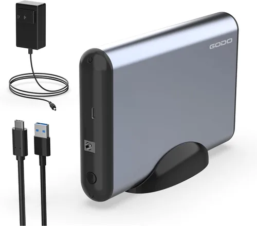 Vista 11 de GODO Caja de Acoplamiento de Disco Duro de 3.5 Pulgadas de Doble Bahía, USB3.0 a Carcasa Externa SATA de 3.5", RAID 0/1/JBOD/Modo PM, Estación