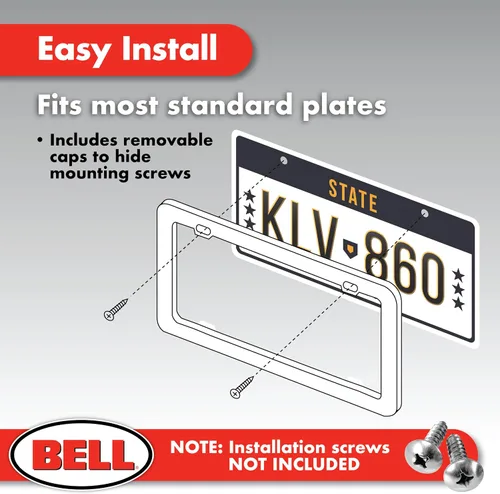 Vista 3 de Bell Automotive 22-1-46452-9 - Marco de matrícula negro personalizado, resistente a la corrosión, fácil de instalar