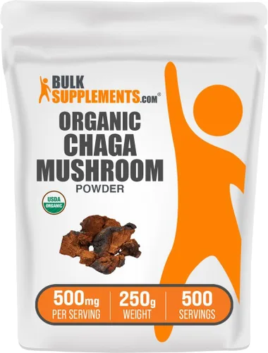 Vista 6 de BulkSupplements. com Organic Chaga Champiñones en polvo – Suplemento de hongos Chaga, suplemento superalimenticio – Vegano y sin gluten, 500 mg por