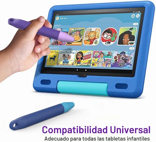 Vista 2 de Lapices para pantallas táctiles aptos para niños - 2 paquetes de lápices ópticos de color morado y azul compatibles con Kindle, iPad, iPhone