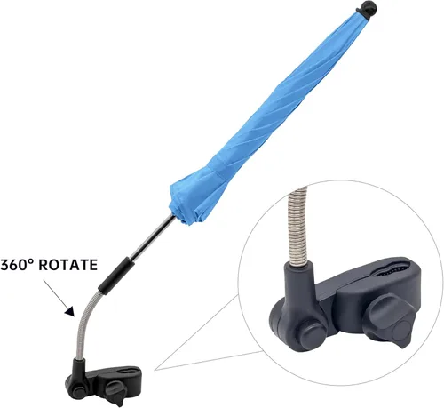 Vista 5 de Paraguas universal para cochecito de bebé, paraguas de bicicleta 210T, poliéster resistente al agua 360°, sombra ajustable