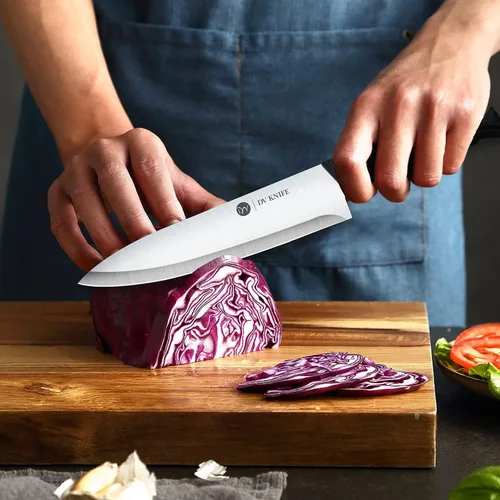 Vista 6 de Cuchillo de chef - Cuchillos de cocina, cuchillo de chef de 8 pulgadas, cuchillo de pelar de 4 pulgadas, acero inoxidable de alto carbono con mango