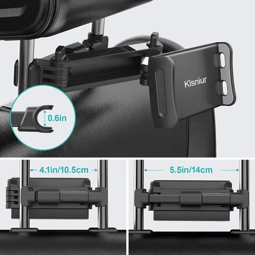 Vista 2 de Klsniur Soporte para reposacabezas de automóvil, soporte para reposacabezas de tableta, soporte universal giratorio de 360° ajustable para tablet