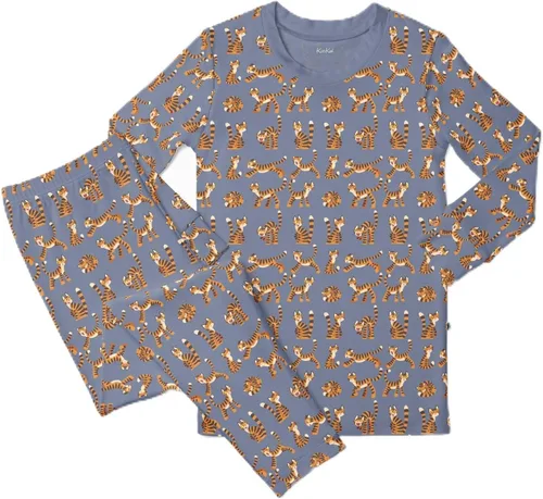 Vista 85 de KicKee Pants Conjunto de pijama de manga larga con estampado de piezas