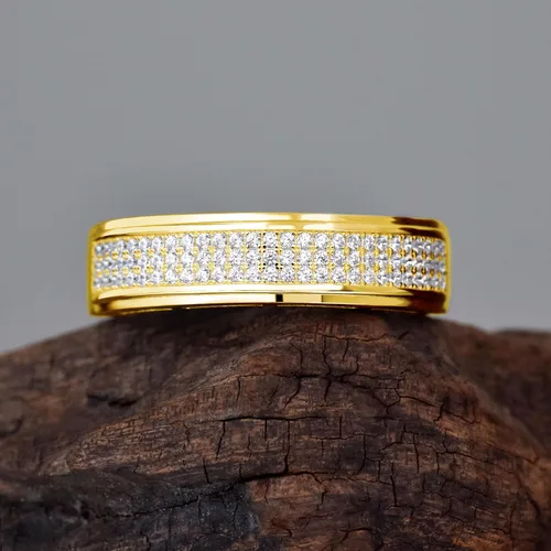 Vista 2 de Anillos de boda para hombres, anillos de plata de ley 925, hip hop, aniversario, alianza de boda, regalos para hombres, chapado en oro, 1 unidad