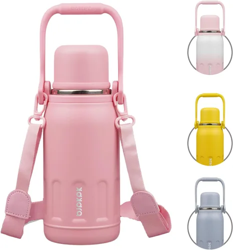 Vista 22 de BJPKPK - Botellas de agua termoaisladas de 27 onzas con tapa y asa de transporte, botellas de agua de acero inoxidable libres de BPA para la Verde