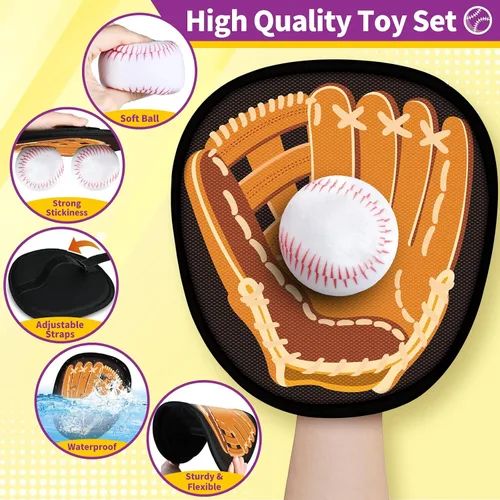 Vista 3 de SpringFlower Juego de atrapar y lanzar, juguete deportivo al aire libre para niños pequeños, juego de pelota de palo para atrapar bolas, regalos