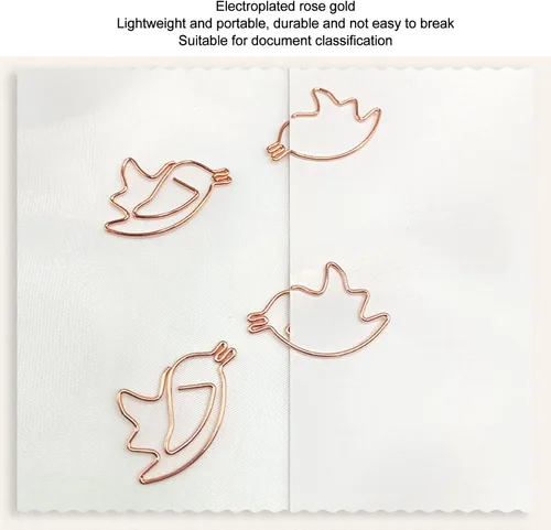 Vista 6 de 100 clips de papel con forma de animal de oro rosa, bonitos clips de papel con forma de conejo, bonitos clips de marcado para suministros