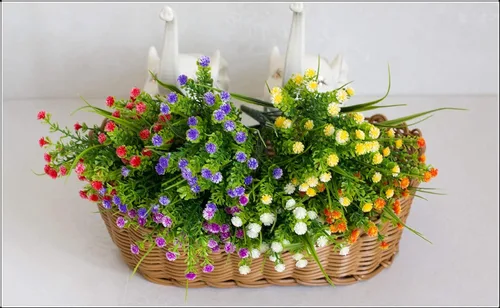 Vista 6 de Flores artificiales Sven Home, 6 paquetes de flores artificiales, flores aliento de bebé artificiales, plástico, sintéticas, arbustos, plantas