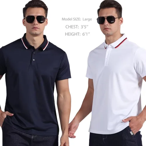 Vista 5 de Paquete de 5 camisas polo para hombre, secado rápido, manga corta, camisa de golf, piqué, jersey de ajuste regular