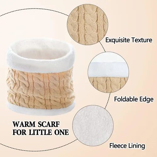 Vista 3 de Conjunto de gorro de invierno para niños, bufanda y guantes con forro polar para niñas de 1 a 5 años