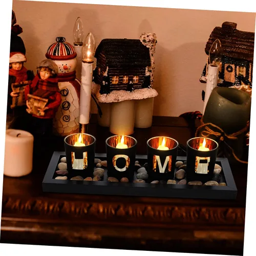 Vista 5 de Candelabro decorativo de vidrio con diseño de letra para restaurante casero