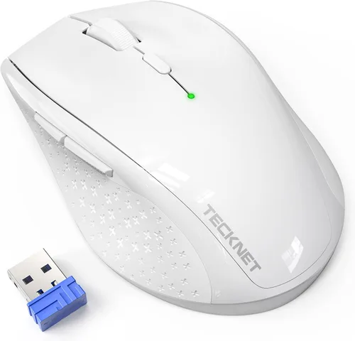 Vista 13 de TECKNET Mouse inalámbrico, mouse USB de 2.4 G con 6 niveles ajustables 3200 DPI, batería de 30 meses, empuñaduras ergonómicas, 6 botones portátiles