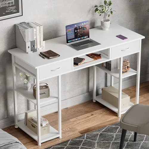 Vista 8 de OLIXIS 48 Inch Small Computer Desk with Fabric Drawers for Home Office