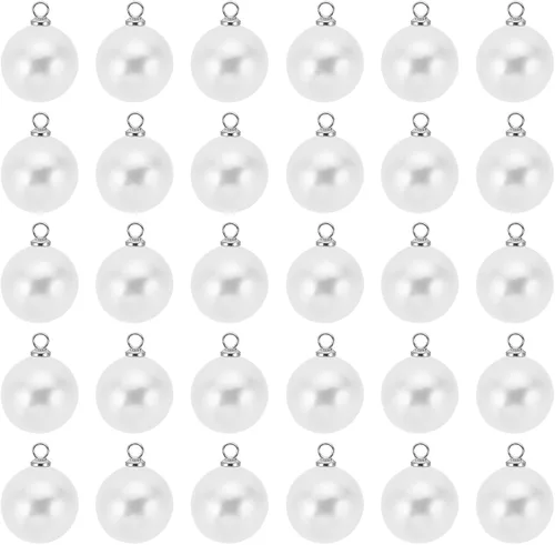Vista 14 de PATIKIL Abalorio de perlas, 100 cuentas de perlas de imitación de perlas colgantes para bricolaje para hacer joyas, pulseras, aretes, collares Beige