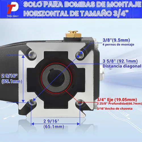 Vista 3 de Herramienta Diaria Horizontal Triplex Bomba de Lavadora a Presión 3/4" Eje 2600-3200 PSI 2.4 GPM, bomba de repuesto para lavadora eléctrica