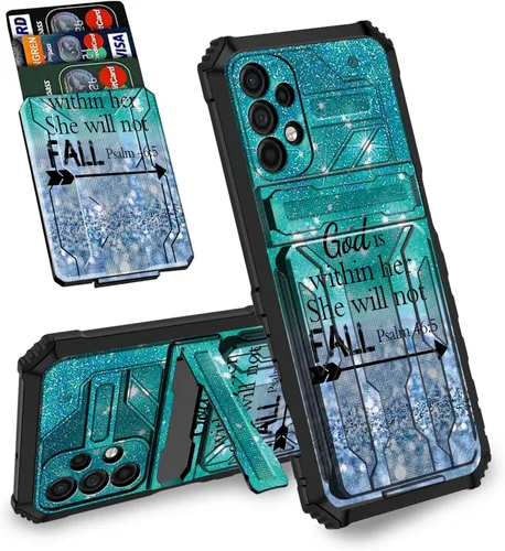 Vista 10 de Funda tipo cartera con versículo bíblico Salmo 46-5 para Samsung Galaxy A16 5G con ranura para tarjeta desmontable para ocultar tarjetas de crédito
