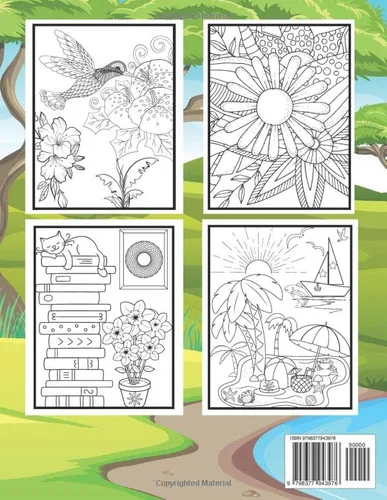 Vista 2 de Large Print Adult Coloring Book Over 50 Simple, Easy, Big and Bold Designs for Seniors, Women, Men and Beginners featuring Animals, Nature, Flowers