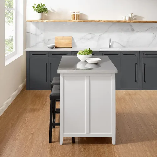 Vista 8 de Crosley Furniture Silvia - Juego de isla de cocina, taburetes de silla